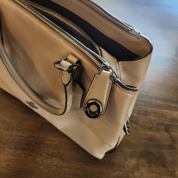 NEW Coach Brooklyn 34 Carryall Stone Pebbled Leather Large Convertible Satchel - Picture 14 of 16